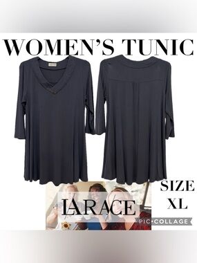 Womens Clothes LARACE 3/4 Length Sleeves Tunic Top Size XL